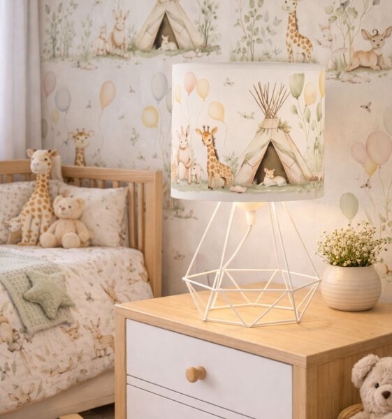 Detská stolná lampa KIDS ROOM 1xE27/60W/230V, priemer 18 cm, s motívom zvieratiek