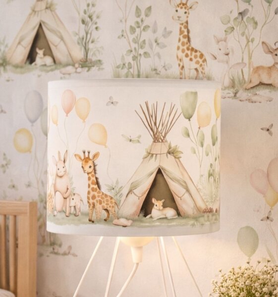 Detská stolná lampa KIDS ROOM 1xE27/60W/230V, priemer 18 cm, s motívom zvieratiek