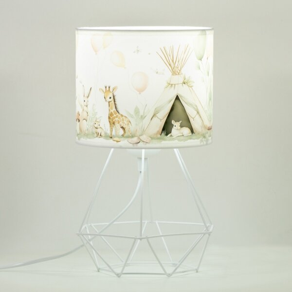 Detská stolná lampa KIDS ROOM 1xE27/60W/230V, priemer 18 cm, s motívom zvieratiek