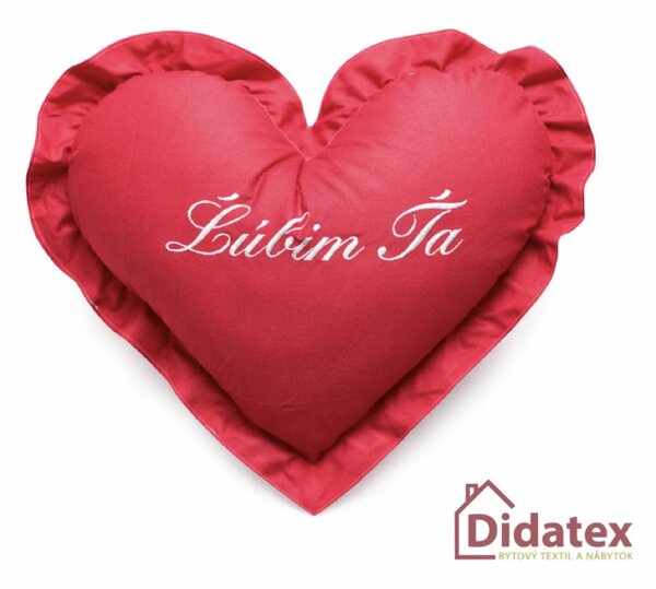 Didatex Valentínsky vankúš Ľúbim Ťa - tmavočervený