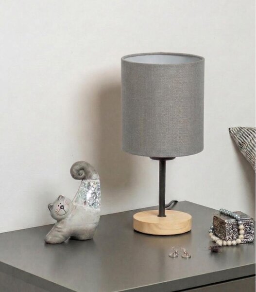 Brilagi - Stolná lampa NUBILA WOOD 1xE27/25W/230V dub/čierna/svetlosivá