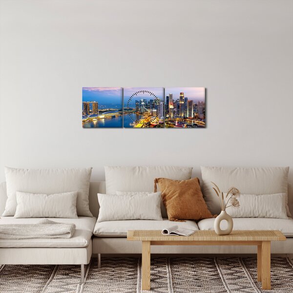 Obraz - Singapur, Ázia (s hodinami) (90x30 cm)