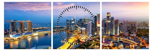 Obraz - Singapur, Ázia (s hodinami) (90x30 cm)
