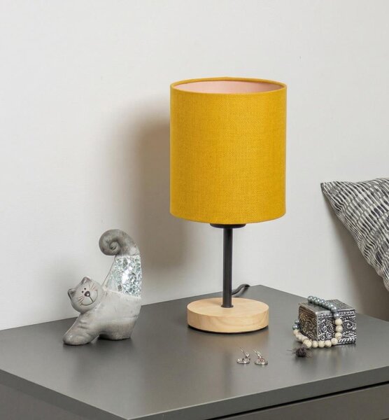 Brilagi - Stolová lampa NUBILA WOOD 1xE27/25W/230V dub/čierna/žltá
