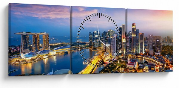Obraz - Singapur, Ázia (s hodinami) (90x30 cm)