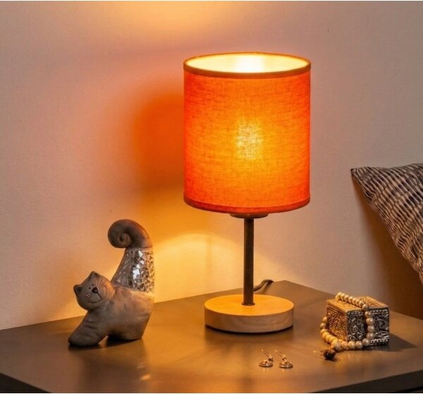 Brilagi - Stolná lampa NUBILA WOOD 1xE27/25W/230V dub/čierna/oranžová