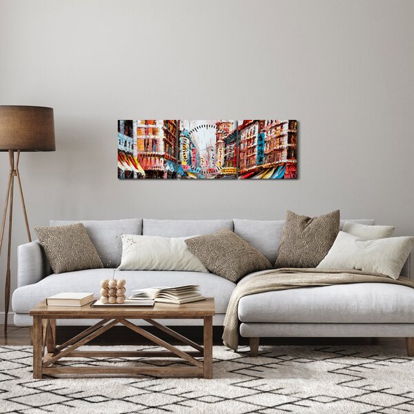 Obrázok - Hong Kong, olejomaľba (s hodinami) (90x30 cm)