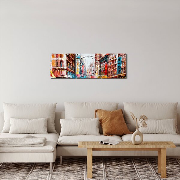 Obrázok - Hong Kong, olejomaľba (s hodinami) (90x30 cm)