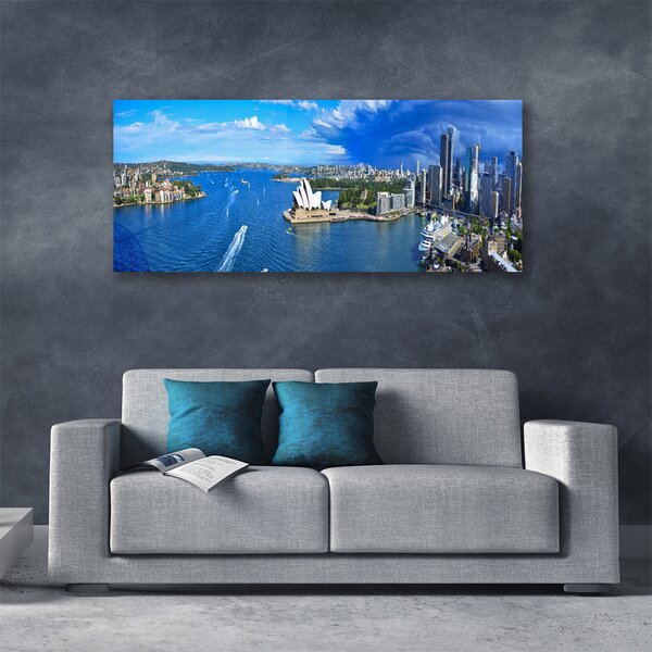 Obraz na plátne Mesto more domy 125x50 cm