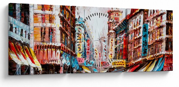 Obrázok - Hong Kong, olejomaľba (s hodinami) (90x30 cm)