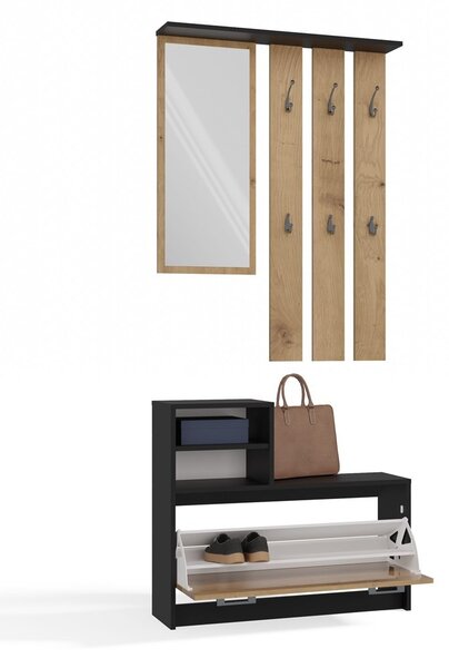 TP Living Predsieňová stena GARDE 85 cm antracit/dub artisan