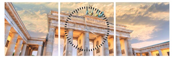 Obraz - Brandenburská brána, Berlín, Nemecko (s hodinami) (90x30 cm)