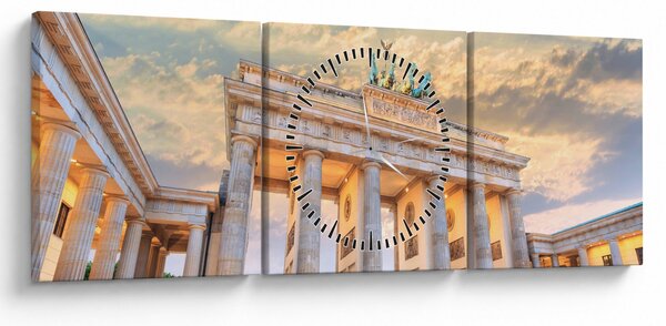 Obraz - Brandenburská brána, Berlín, Nemecko (s hodinami) (90x30 cm)
