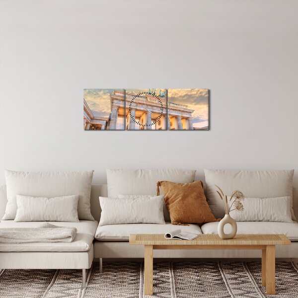 Obraz - Brandenburská brána, Berlín, Nemecko (s hodinami) (90x30 cm)