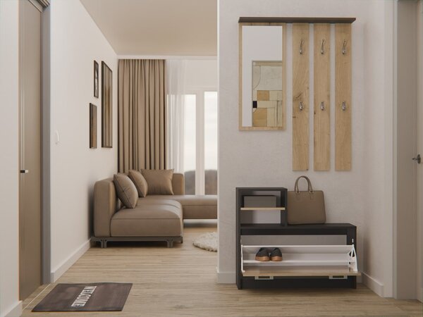 TP Living Predsieňová stena GARDE 85 cm antracit/dub artisan