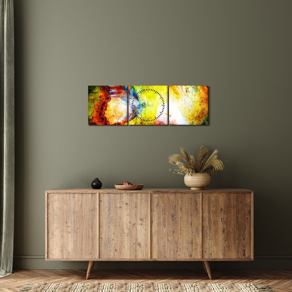 Obraz - Kozmický motýľ (s hodinami) (90x30 cm)