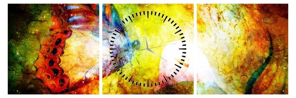 Obraz - Kozmický motýľ (s hodinami) (90x30 cm)