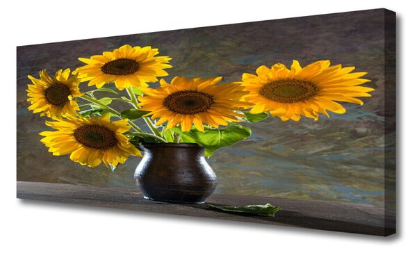Obraz na plátne Slnečnica váza rastlina 125x50 cm