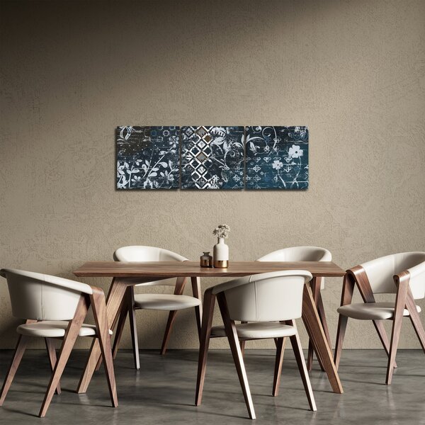 Obraz s kvetinovým dekorom (s hodinami) (90x30 cm)