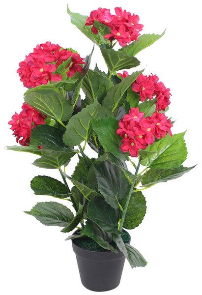 Umelá rastlina, hortenzia s kvetináčom 60 cm, červená