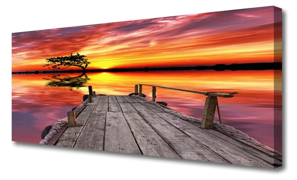 Obraz Canvas Mólo jazero architektúra 125x50 cm