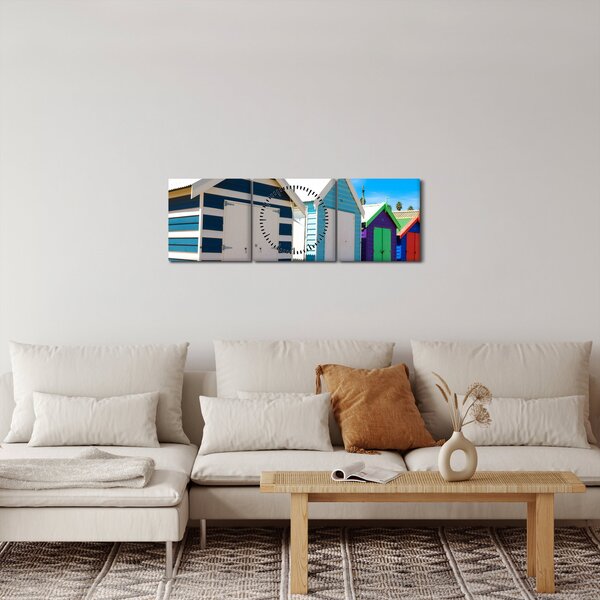 Obraz - Pláž Brighton, Melbourne, Austrália (s hodinami) (90x30 cm)
