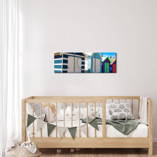 Obraz - Pláž Brighton, Melbourne, Austrália (s hodinami) (90x30 cm)
