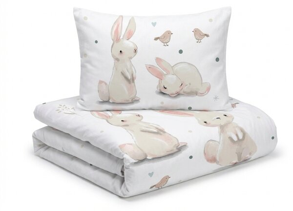 Bavlnené obliečky do postieľky BUNNIES biele Rozmer obliečky: 40 x 60 cm | 100 x 135 cm