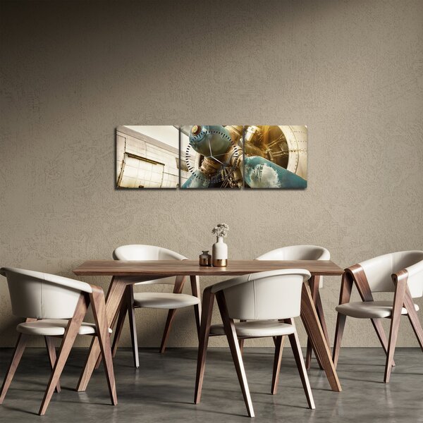 Obraz - Vrtuľa starého lietadla (s hodinami) (90x30 cm)