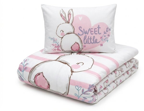 Bavlnené obliečky do postieľky BUNNY SWEET biele Rozmer obliečky: 40 x 60 cm | 100 x 135 cm