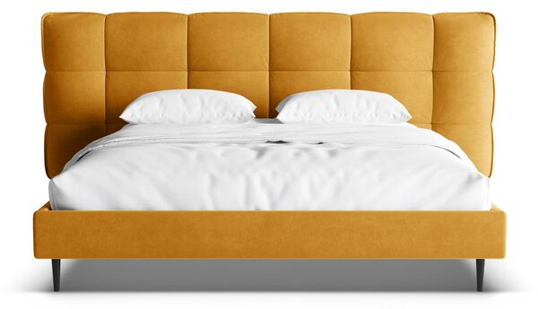 MUZZA Dvojlôžková posteľ Cire S nožičkami Bez úložného priestoru 140 x 200 cm Zamat Žltá