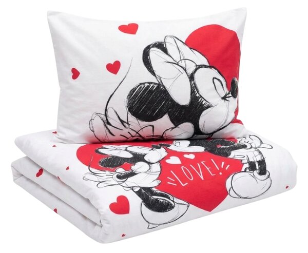 Detské bavlnené obliečky MICKEY & MINNIE LOVE biele Rozmer obliečky: 70 x 90 cm | 140 x 200 cm