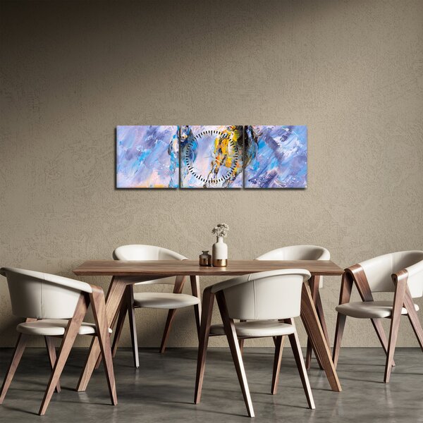 Obraz bežiacich koňov, olejomaľba (s hodinami) (90x30 cm)