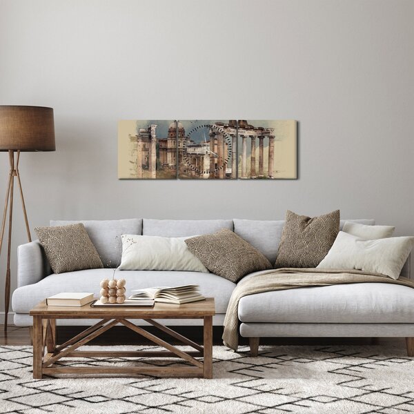 Obraz - Forum Romanum, Rím, Taliansko (s hodinami) (90x30 cm)