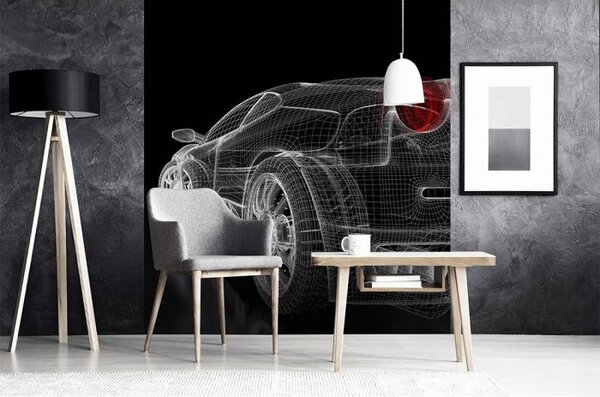 DIMEX | Vliesová fototapeta na stenu Tmavý model auta MS-3-0315 | 225 x 250 cm | čierna, biela, červená