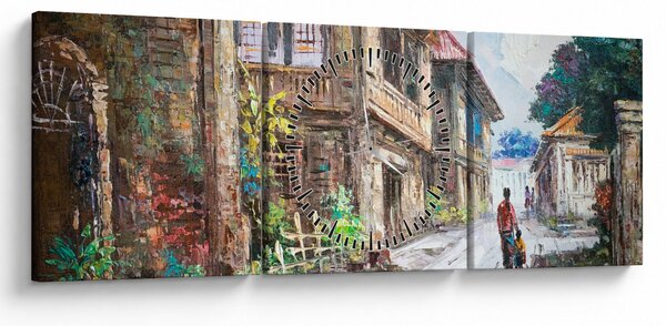 Obraz Filipínske dediny, Ázia (s hodinami) (90x30 cm)