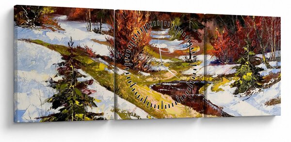Obraz - Príchod jari (s hodinami) (90x30 cm)