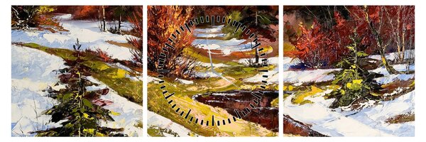Obraz - Príchod jari (s hodinami) (90x30 cm)