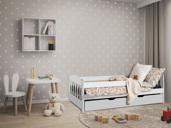 Detská drevená posteľ s úložným priestorom 160x80 Stas - biela