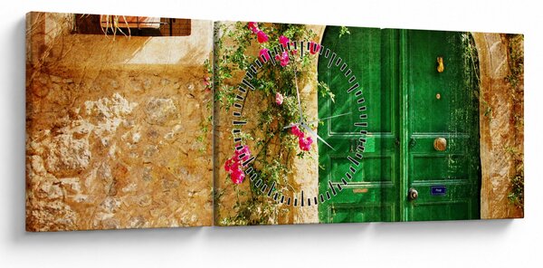 Obraz starých dverí (s hodinami) (90x30 cm)