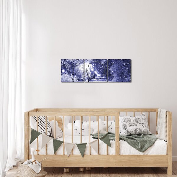 Obraz - Čarovná zimná noc (s hodinami) (90x30 cm)