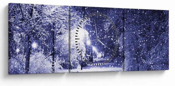 Obraz - Čarovná zimná noc (s hodinami) (90x30 cm)