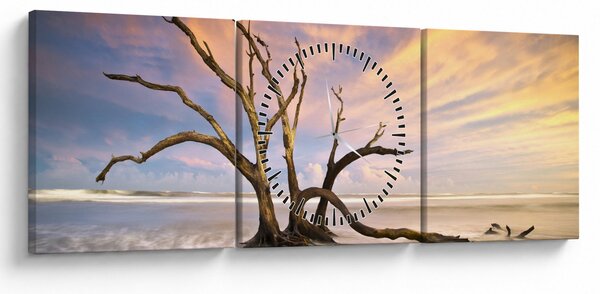 Obraz stromu v oceáne (s hodinami) (90x30 cm)
