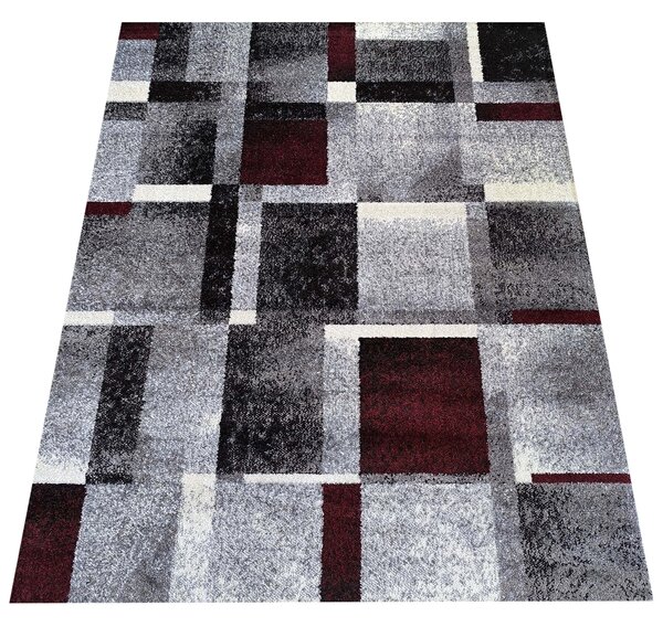 DY Sivo-červený koberec s geometrickým vzorom Otto 09 Rozmer: 80x150 cm
