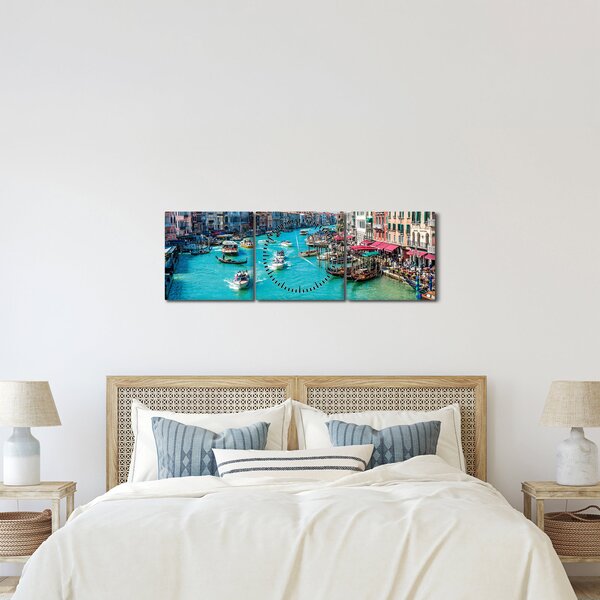 Obraz - Canal Grande, Benátky, Taliansko (s hodinami) (90x30 cm)