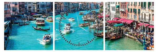 Obraz - Canal Grande, Benátky, Taliansko (s hodinami) (90x30 cm)