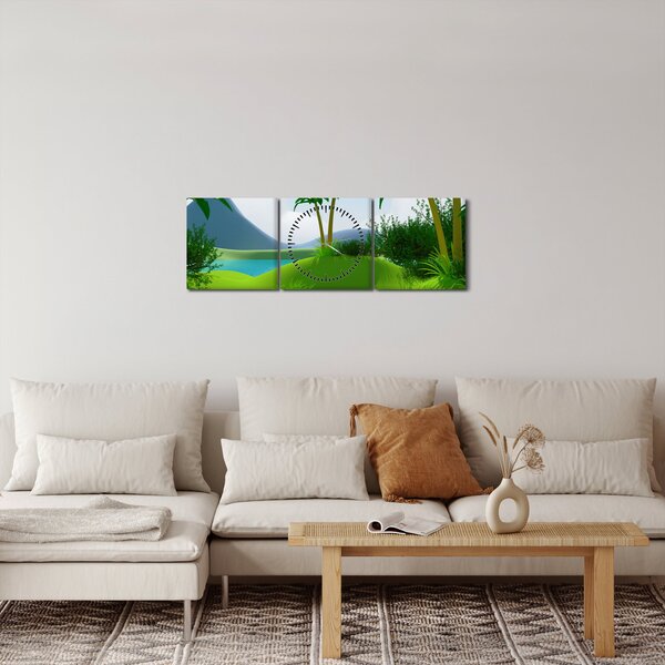 Obraz - Jazerá v jungli (s hodinami) (90x30 cm)