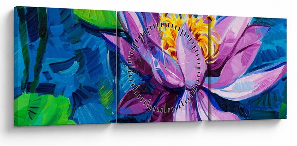 Obraz lekna na vode (s hodinami) (90x30 cm)