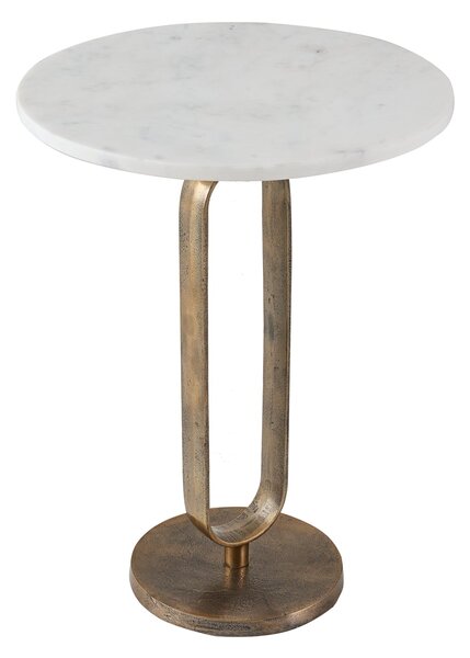 Bočný stolík ELEGANCE 60 cm mramorová doska biela