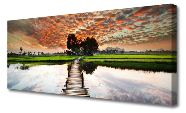 Obraz na plátne Most jazero príroda 125x50 cm